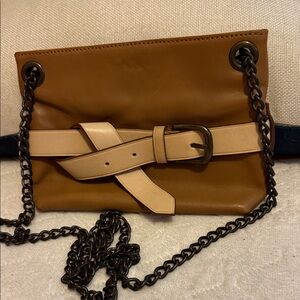 Ann Taylor Belt Trim Crossbody Shoulder Bag with Chain Strap